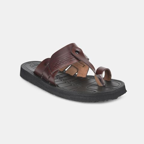 Bata maroon casual toe ring slippers for men